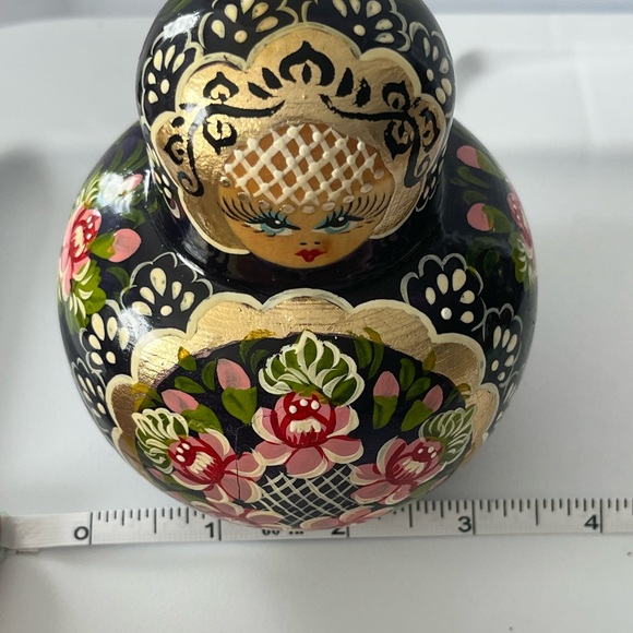 Set of 10 Vintage Russian Matryoshka 5 inch Nesting Dolls Navy Blue & Gold - Picture 8 of 13